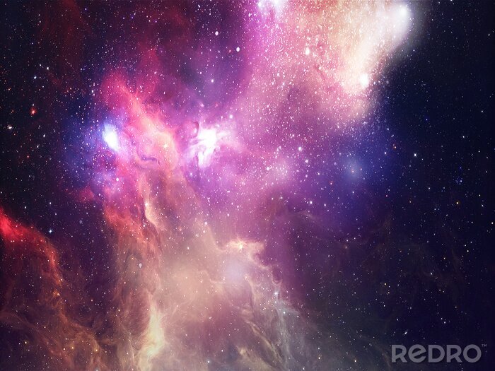 Sticker  Une galaxie pleine d'étoiles rose-violet-rouge
