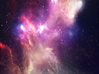 Sticker  Une galaxie pleine d'étoiles rose-violet-rouge