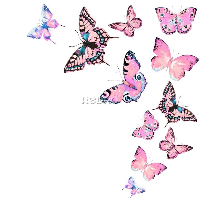 Sticker  Une grappe de papillons roses