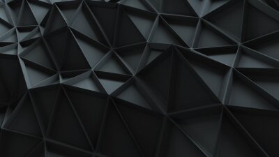 Une grille géométrique 3D noire avec des triangles nets