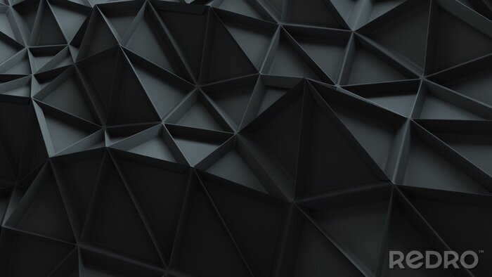 Sticker  Une grille géométrique 3D noire avec des triangles nets