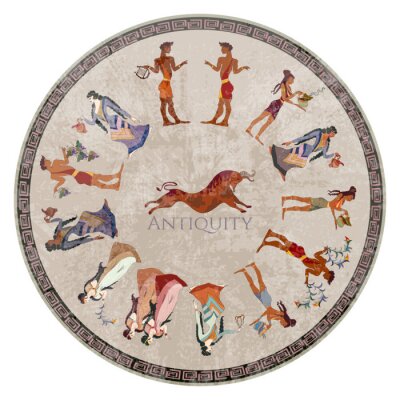 Sticker  Une illustration ovale inspirée de la Grèce antique