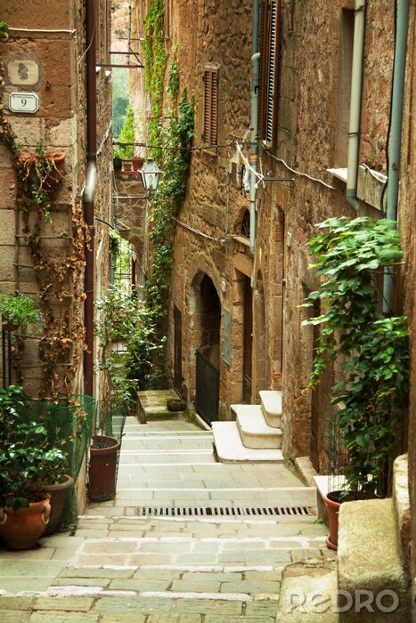 Sticker  Une ruelle avec des plantes en Italie