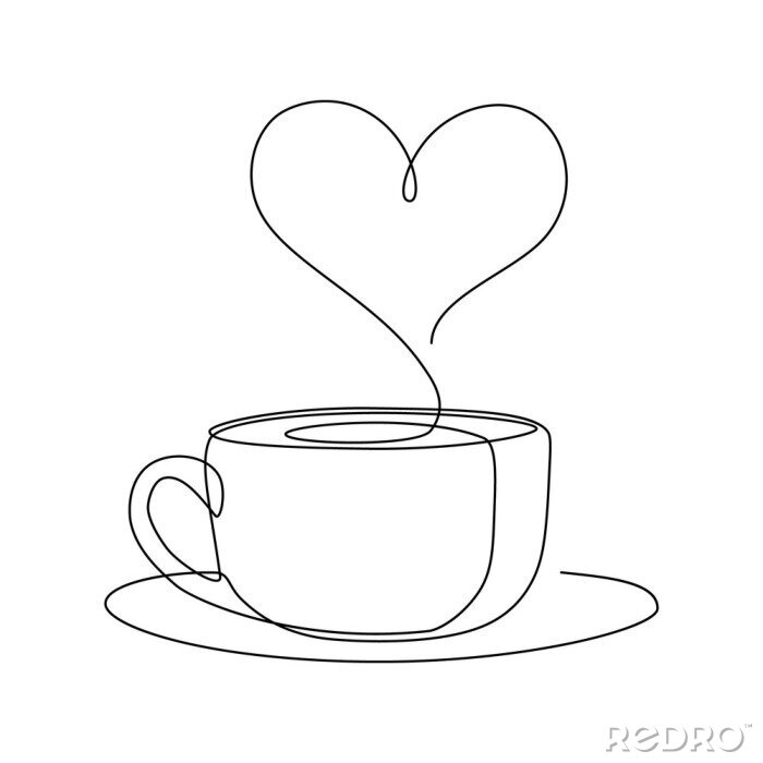 Sticker  Une tasse de café avec un graphique simple de coeur