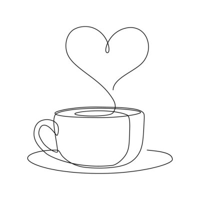 Sticker  Une tasse de café avec un graphique simple de coeur