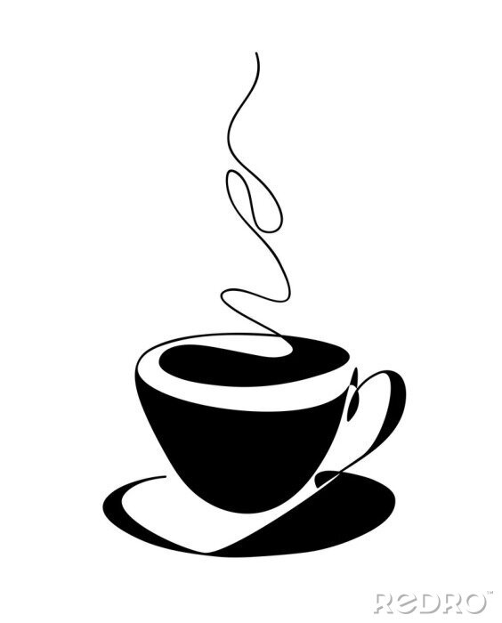 Sticker  Une tasse de café graphiques en noir et blanc