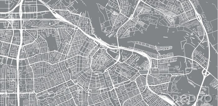 Sticker  Urban vector city map of Amsterdam, The Netherlands
