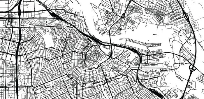 Sticker  Urban vector city map of Amsterdam, The Netherlands