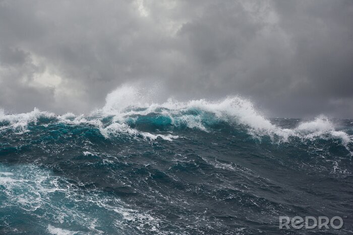 Sticker  vague de la mer pendant la tempête dans l'océan Atlantique