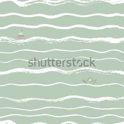 Sticker  vagues de fond sans soudure brosse avec des bateaux dans la distance