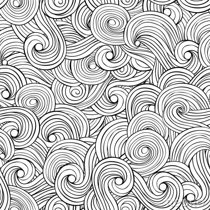 Sticker  Vagues japonaises en noir et blanc