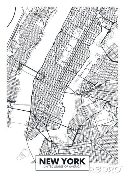 Sticker  Vecteur affiche carte ville New York