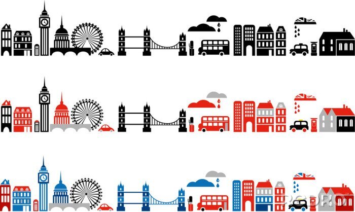 Sticker  Vecteur bannières de monuments de Londres - série de villes européennes