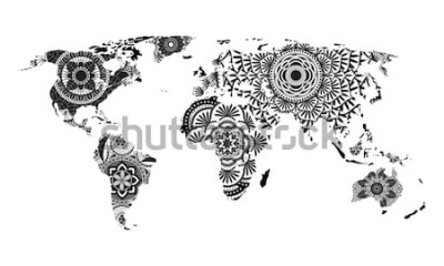 Sticker  Vecteur carte monde mandala