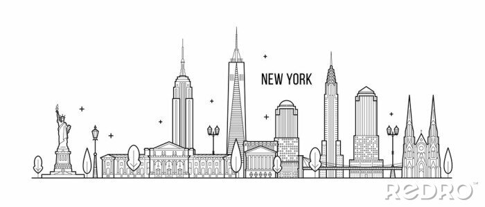 Sticker  Vecteur de bâtiments de grande ville USA skyline USA