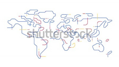 Sticker  vecteur de contour de carte monde