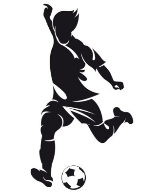 Sticker  Vecteur de football (soccer) joueur avec le ballon silhouette isolée