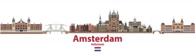 Sticker  vecteur de la ville d'Amsterdam. Drapeau des Pays-Bas