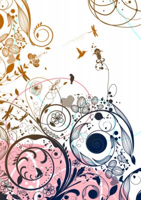 Sticker  vecteur fleur fond