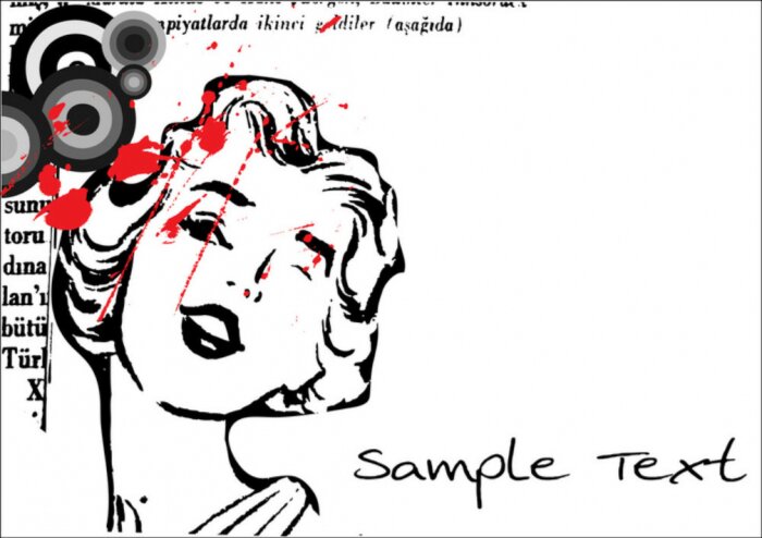 Sticker  vecteur grunge avec des femmes