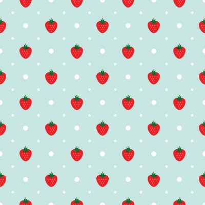 Sticker  Vecteur, seamless, modèle, fraises, blanc, points