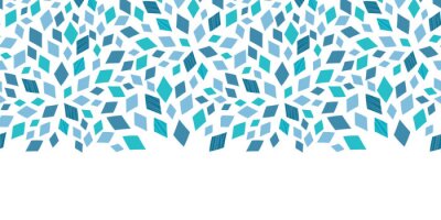 Sticker  Vector blue mosaic texture horizontal border seamless pattern