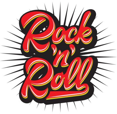 Vector color calligraphic inscription rock and roll. Lettering