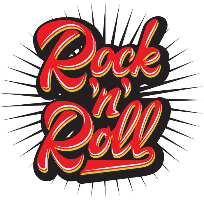 Sticker  Vector color calligraphic inscription rock and roll. Lettering