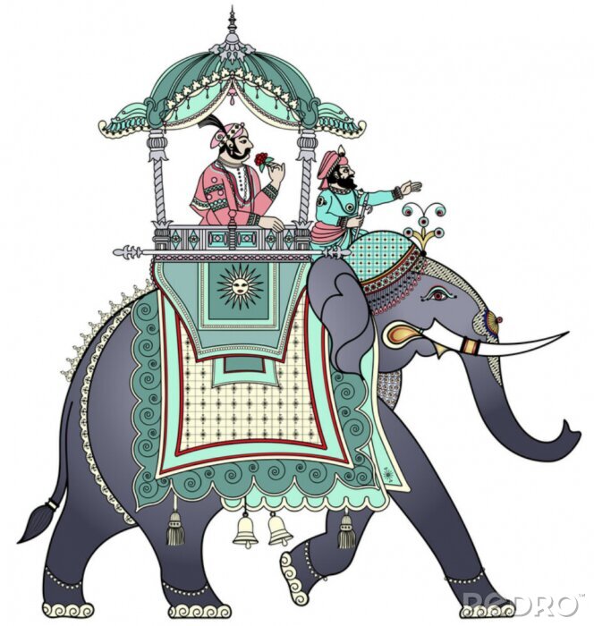 Sticker  Vector illustration d'un éléphant indien décoré