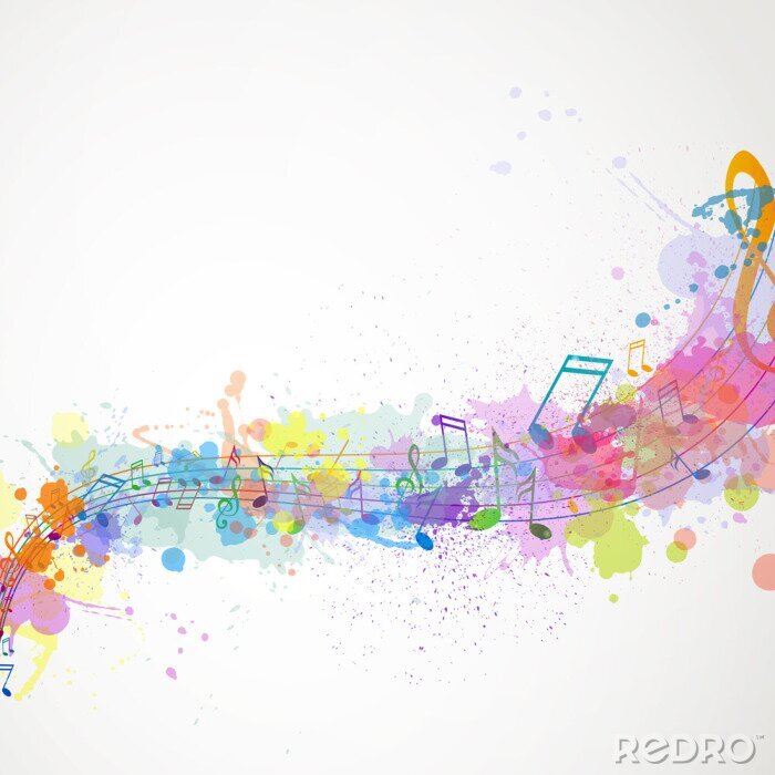 Sticker  Vector Illustration d'un fond abstrait avec des notes de musique