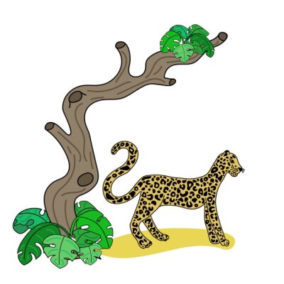 Sticker  Vector illustration of leopard