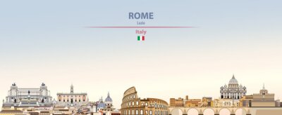Sticker  Vector illustration of Rome city skyline on colorful gradient beautiful daytime background
