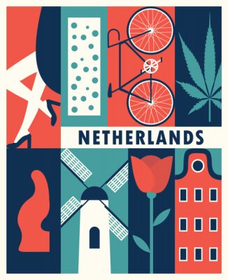 Sticker  Vector Netherlands background
