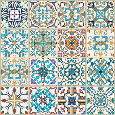 Papier peint à motif  Vector seamless texture. Beau motif de patchwork pour le design et la mode avec des éléments décoratifs