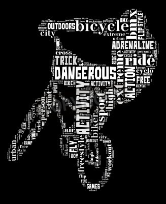 Sticker  Vélo BMX en inscriptions noir et blanc