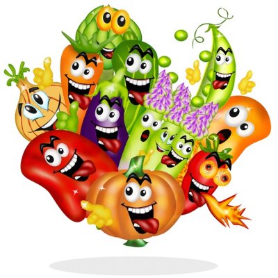 Sticker  verdure cartoon gustose