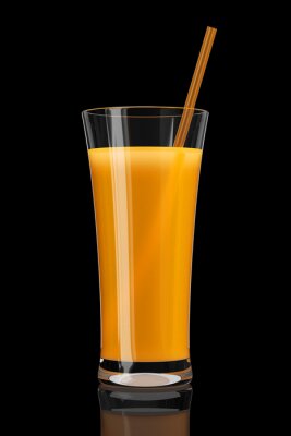 Sticker  Verre, orange, jus, noir, fond 3D
