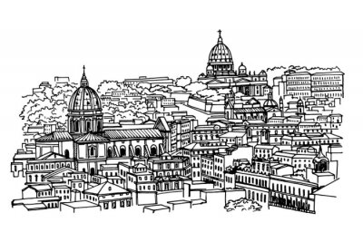 Sticker  view of historic center of Rome, Italy