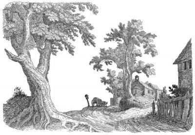 Sticker  Village illustration