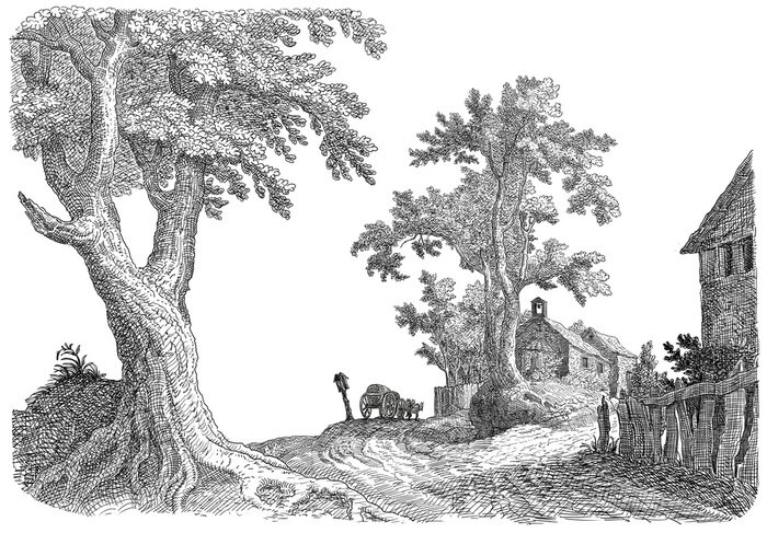 Sticker  Village illustration