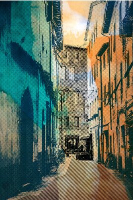 Sticker  ville de Lucques, carte postale