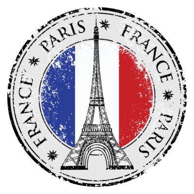 Sticker  Ville de Paris en France grunge timbre, tour eiffel vecteur