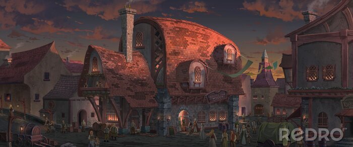 Sticker  Ville médiévale de fantaisie