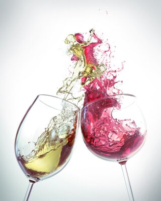 Sticker  Vin rouge et vin blanc Splash est la forme d'un homme et une femme qui danse