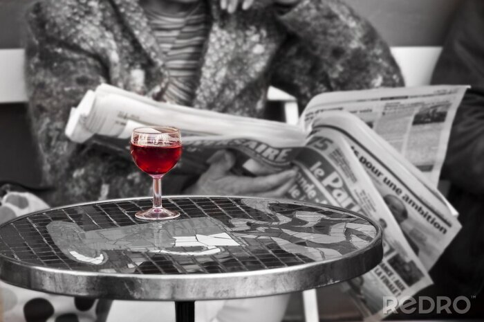 Sticker  Vin rouge sur fond noir et blanc