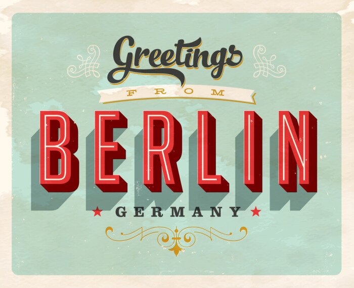 Sticker  Vintage carte de voeux touristique - vecteur EPS10