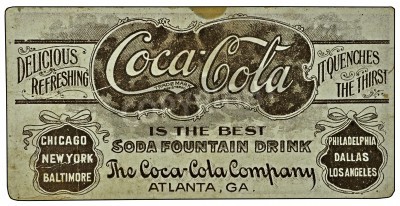 Sticker  Vintage Coca-Cola ad on a card.