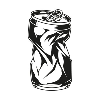 Sticker  Vintage crumpled beer can concept