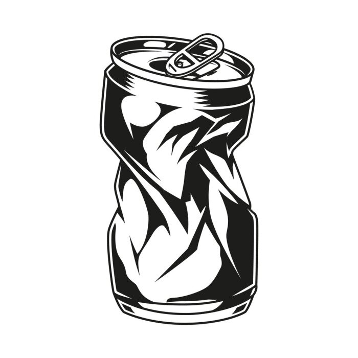Sticker  Vintage crumpled beer can concept