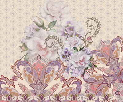 Sticker  vintage floral background with flowers